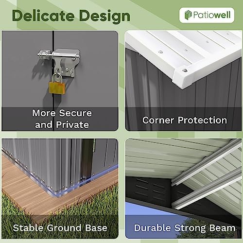 Patiowell 6x4 FT Outdoor Storage Shed, Metal Outdoor Sheds with Vents&Lock