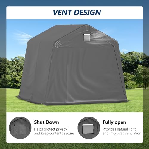 COVERONICS 10' x 10' Outdoor Portable Storage Shelter Shed, Grey