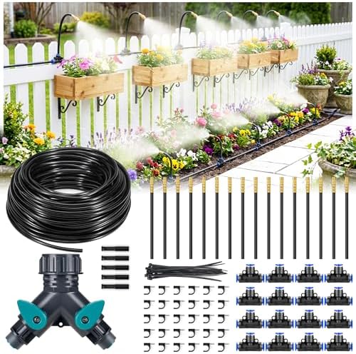 HIRALIY 100FT Misting Irrigation Kit