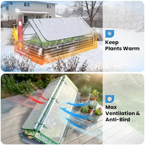Quictent 8x4x1ft Galvanized Raised Garden Bed with Cover