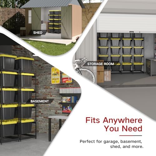 FERO 27 Gallon Tote Storage Rack, Heavy-Duty Storage Bin Rack Organizer, 5-Tier Standing Storage Bin Shelves, 250 lb Capacity, Maximize Space for Garage, Warehouse, Utility(Totes Not Included)