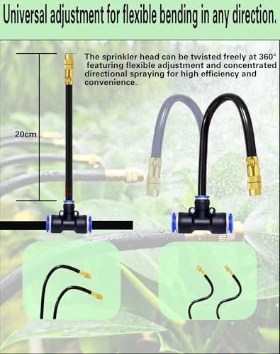 Drip Irrigation System,Automatic Garden Watering System, 360 Degree Adjustable Garden Sprinkler, High Output Mist Spray Nozzle for Potted Plants, Easy Connect & Rotating Head, Customizable Water Flow