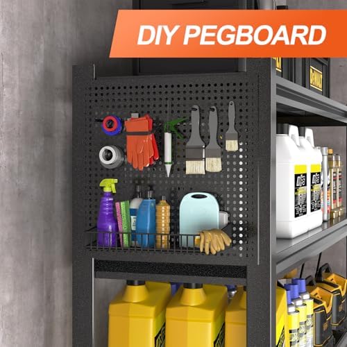Metal Garage Shelving Unit, Heavy Duty Adjustable Industrial Storage Shelves, Steel Storage Rack for Garage, Warehouse, Basement, Black, 72" H x 47.2" W x 23.6" D, 2 Pack