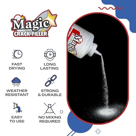 Magic Crack Filler 2.5LB Concrete Slab Gray, for Filling in Concrete Cracks on Driveways, Walkways and Patios. Installs Easily Dry Granular No Mess and DIY (Gray, 1)