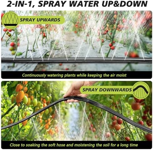 Sprinkler Hose with Holes 75 Ft (25 ft 3pack), Flat Soaker Hose 75 ft with Garden Staples and Splitters, Drip Line Irrigation Hoses for Lawn, Vegetable Watering Hose (75 ft)