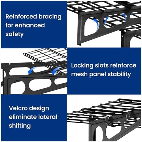 FLEXIMOUNTS 1-Pack 2x6ft Garage Shelving Wall-Mounted Storage Rack, Black