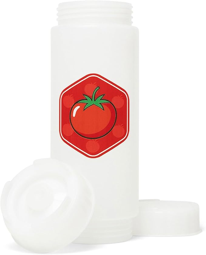 No‑Drip FIFO Tomato Sauce Bottle – 18oz BPA-Free Refillable Squeeze Dispenser with White Twist Cap for Ketchup, Marinara, Pizza Sauce, Pasta Sauce, and Mess-Free Pouring