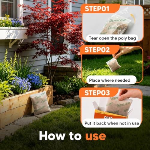 fcesiweg Deer Repellent Outdoor, Rabbit and Deer Repellent for Plants, Rabbit Repellent Outdoor, Bunny Repellent, Deer Away, Keep Deer & Rabbit Out of Yards, 90 Days Protection, 12 Packs