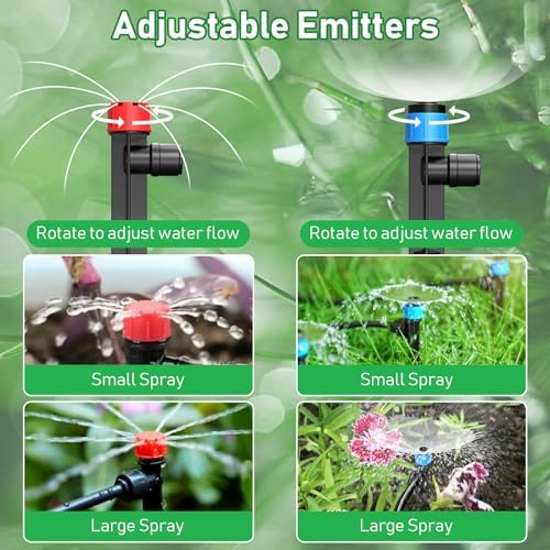 246FT Drip Irrigation System, Automatic Drip Irrigation Kit with 1/2" Main Tube & 1/4" Branch Tubing, Adjustable Drip Emitters, Garden Watering System for Flower Bed, Raised Beds, Lawn, Greenhouses