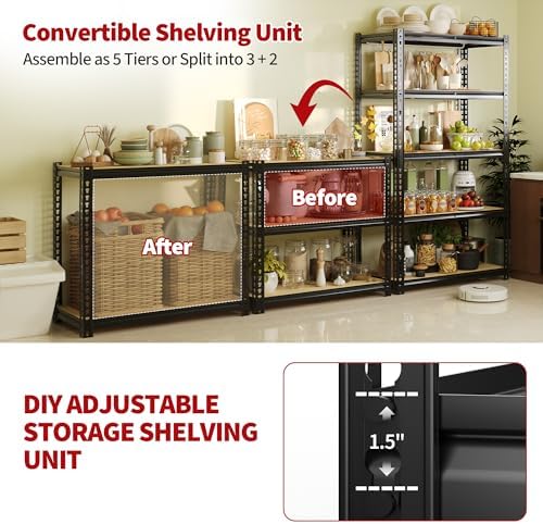 Heavy Duty Garage Storage Shelves, 5-Tier Adjustable Storage Shelving Unit