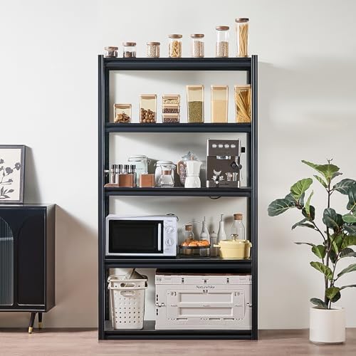 VEVOR Storage Shelves, 2000 lbs, 5 Tier Garage Storage Shelving, 18" D x 40" W x 72" H Adjustable Metal Shelves for Garage Shelves Utility Rack Shelf, Ideal for Kitchen, Warehouse, Basement, Black