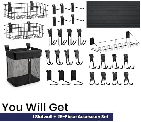 SMARTSTANDARD Black 4x8 FT Slatwall Panel Set for Sports Storage