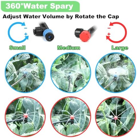184FT Drip Irrigation System Kit, Automatic Garden Watering Kit with 1/2 Inch Hose & 1/4 Inch Distribution Tubing & Accessories for Yard, Lawn, Greenhouse, Raised Bed, Patio & Outdoor Plants