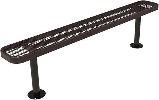 COATEDOUTDOORFURNITURE Coated Outdoor Furniture Heavy-Duty Outdoor Bench Thermoplastic Coated, Expanded Metal, Commercial-Grade Seating, Made in America (Surface Without Back, 6 Ft, Brown)