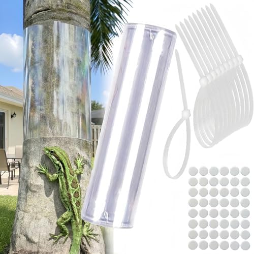 Durable Iguana Tree Wrap Tree Trunk Protector - Clear Tree-Safe Guard for Climbing Prevention, Rodent Barrier Kit with 54 Double-Sided Tapes & 10 Zip Ties (196" x 7.8")