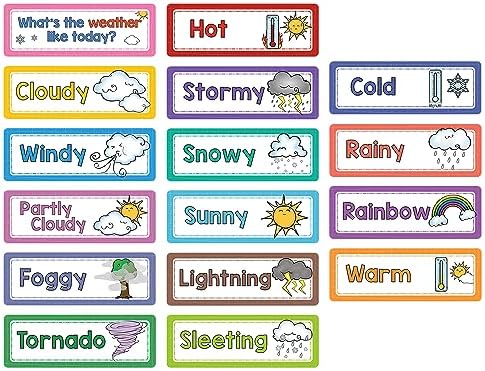 Lachilly 40 Pcs Days of The Week/Seasonal/Months of The Year/Weather Flashcards Subject Titles for Bulletin Board Headliners Classroom Decoration Teacher Teaching Aids