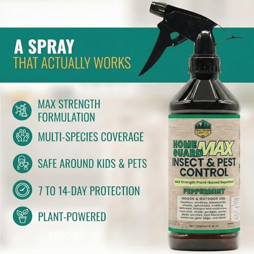Home Guard MAX - Peppermint Insect & Pest Control Spray - Natural Peppermint Oil Spray for Bugs - Plant-Based Indoor & Outdoor Spider Spray (1, 16 Fl Oz (Pack of 1))