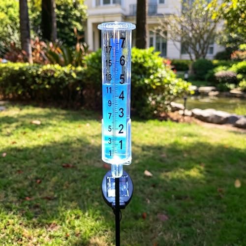 JOYBEE Solar Antifreeze Rain Gauge for Outdoors Yard Garden(Blue)