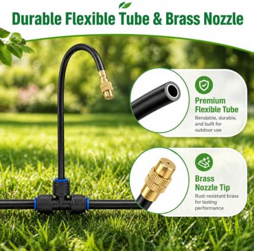 Bonviee 240FT Drip Irrigation System with Adjustable Nozzles