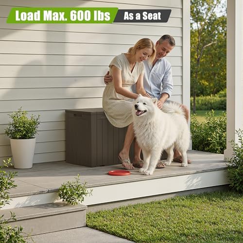 Flamaker Resin Deck Box 100 Gallon Large Outdoor Storage Box Waterproof