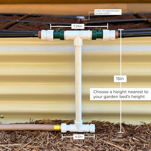 Garden Grid Manifold - 15" Tall, Double Style | Link All of Your Garden Grids So They Water Together | Ideal for Side-By-Side Garden Grid Connections