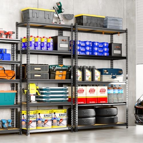 LEVELEVE 5-Tier Storage Shelving Unit, Metal, for Kitchen, Garage, Laundry Room, Adjustable, 35" L x 16" W x 70" H, Rectangular, 2 Pack