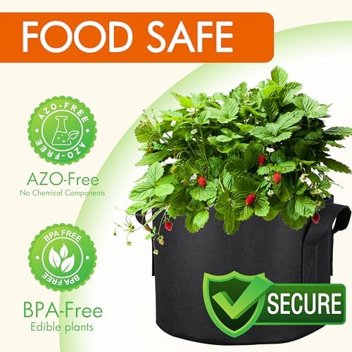 Gardzen 6-Pack 15 Gallon Grow Bags Fabric Pots with Heavy Duty Handles