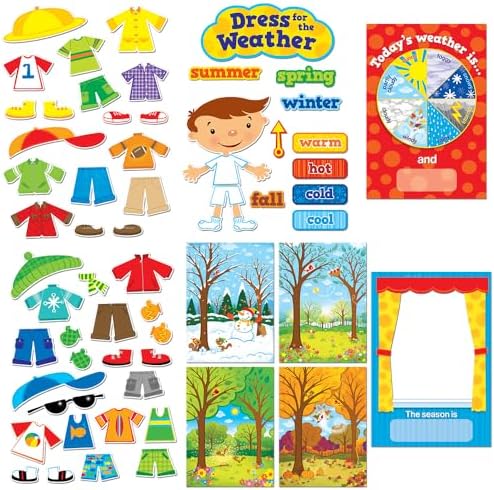 CTP Seasonal Dress for The Weather Bulletin Board Set, 57 Pieces (Creative Teaching Press 1640), 3"-17.5", Multi Color
