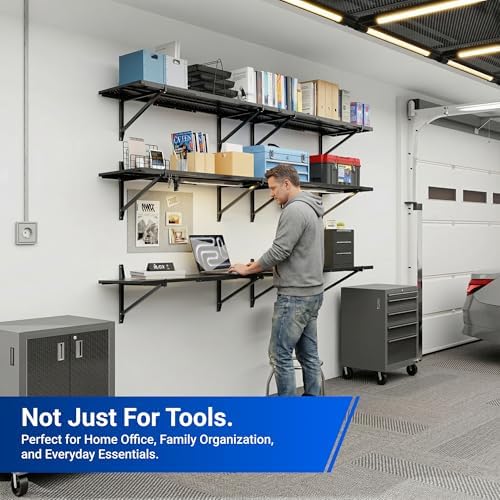 FLEXIMOUNTS 2-Pack 1x3ft Garage Shelving Perforated Wall Shelf