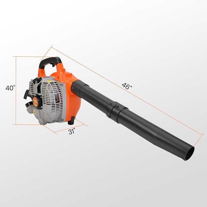 28cc Gas Leaf Blower, 1.1HP 2-Stroke Handheld Blower, 460 CFM 160 MPH High-Performance Air Volume, Lightweight Design for Lawn, Yard, and Driveway Cleanup