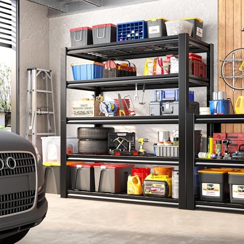 REIBII 2 Pack Garage Shelving 3200 LBS Load Space Saving Storage Shelves