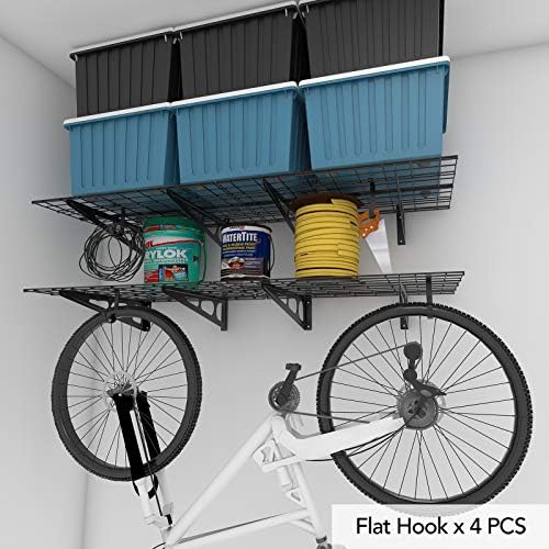 FLEXIMOUNTS 2-Pack 2x6ft Garage Shelving with Hooks, 1400lbs Load, Black