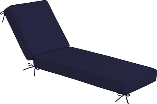 Sundale Outdoor Olefin Chaise Lounge Cushion, Water-Resistant Patio Lounge Chair Cushion, Thick Lounger Pad with 4 Straps Navy Blue, 80 x 26 x 4 Inches