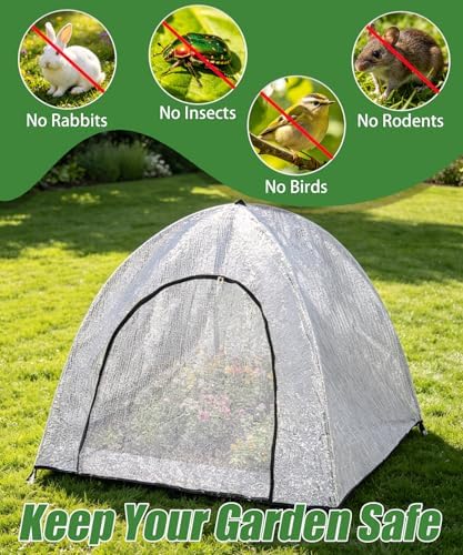2-Pack Silver Aluminum Pop Up Plant Shade Tent, 36x36x39 Inch 80% Shading