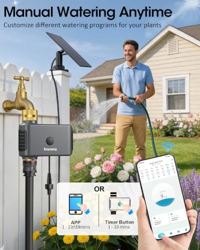 Solar WiFi Water Timer,Solar Hose Timer for Garden,365Day Power,Brass Value