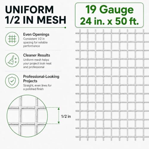 GoldPeak Hardware Cloth 1/2 inch Chicken Wire Mesh 24in. x 50ft. 19 Gauge