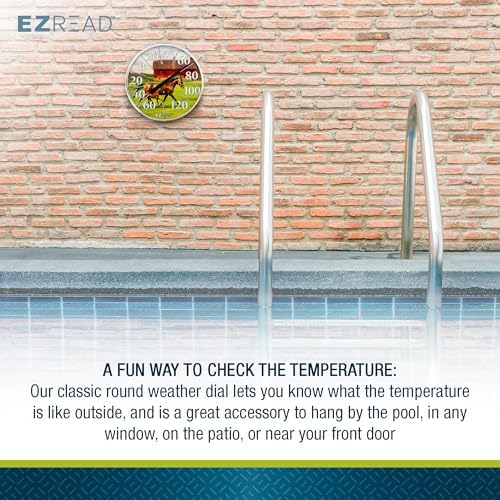 EZREAD Hanging Dial Thermometer - Weather Thermometers for Indoor and Outdoor Use, Large 12.5 Inch Diameter, Easy-to-Read Numbers, Horse and Foal