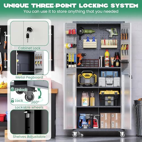 12-Piece Heavy Duty Steel Garage Cabinet System | All-in-One Modular Garage Cabinet Set for Ultimate Workshop Organization | Easy Assembly Garage Storage Cabinets & Tool Bench