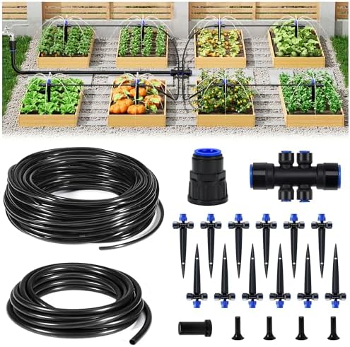 HIRALIY 50FT Drip Irrigation Kit, Garden Watering System