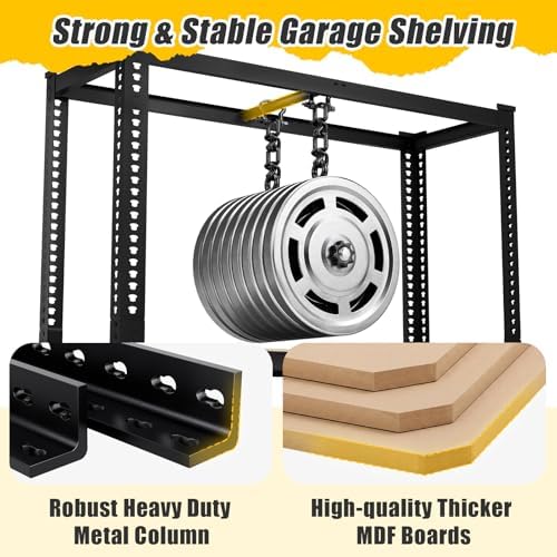71"H x 35.5"W x 16"D 5-Tier Metal Storage Shelves: Heavy Duty Garage Shelving Adjustable Shelves for Storage - Black Utility Rack Shelf for Pantry, Warehouse, Closet, Office, Kitchen