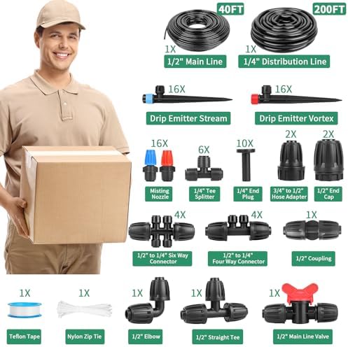240FT Drip Irrigation System for Garden Quick Release Drip Irrigation Parts