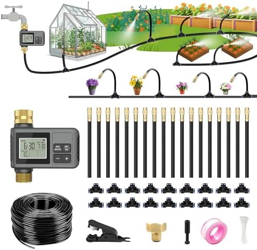60FT Drip Irrigation System with Smart Water Timer
