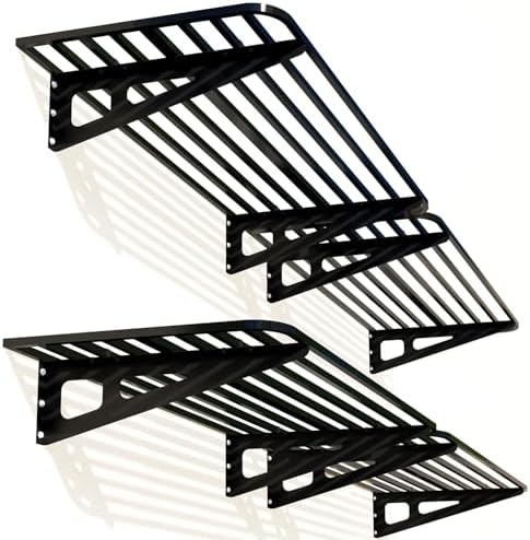 ZoffyFabrizio Garage Shelving Wall Mounted, 2-Pack 2x8ft Garages Shelving 24-inch-by-96-inch Wall Shelf Garage Storage Rack Floating Shelves, Space-Saving Black