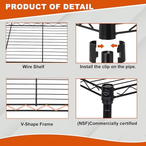 PayLessHere | 3-Tier Wire Shelf Shelving with Wheels | 23"x13"x31" | Black