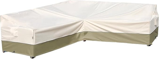 Outdoor Sectional Cover-V-Shaped Sofa Patio Furniture Covers Waterproof Rip-Stop Anti-UV 600D Heavy Duty Outdoor Couch Cover with 3 Air Vents, 110''L （110''L） 33.5''D 31''H, Light Green