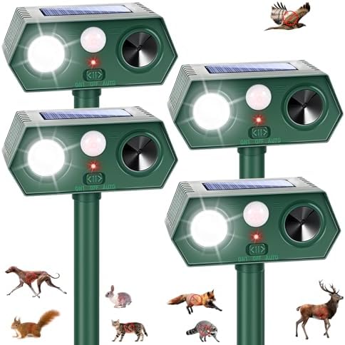 2026 Sonic Fortress Pro Deer Repellent Devices, Solar Ultrasonic Racoon Squirrel Repellent Outdoor Motion Activated Animal Repeller Cat Deterrent Light to Scare Rabbit Skunk Dog Out of Garden Yard(4)