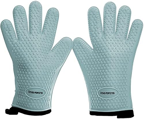 KITCHEN PERFECTION XL Silicone Smoker BBQ Gloves -Heat Resistant Oven Mitts