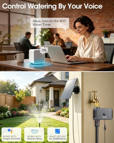 Solar WiFi Water Timer, Smart Solar Hose Timer for Garden, 365-Day Power