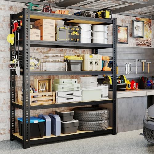 40''W Garage Storage Shelves, Storage Racks Shelving Units, Storage Shelves Heavy Duty, Adjustable Metal Shelves with 2 Pegboards for Basement, Warehouse, Pantry, Kitchen, 2200 LBS