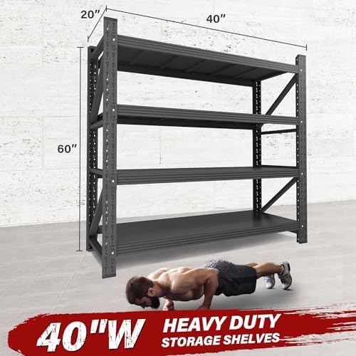 2000LBS Heavy Duty Garage Shelving Units,40" Wide & Deep Storage Shelves,Metal Garage Shelves,Large Storage Rack,Steel Shelf,Industrial Shelving for Shop,Warehouse,Basement,40" W x 20" D x 60" H